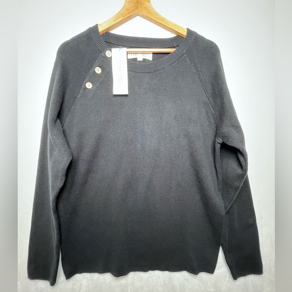Elina Casell Sweaters - Elina Casell NEW Women’s Size Large Black Knit Cotton pullover Sweater 3-button